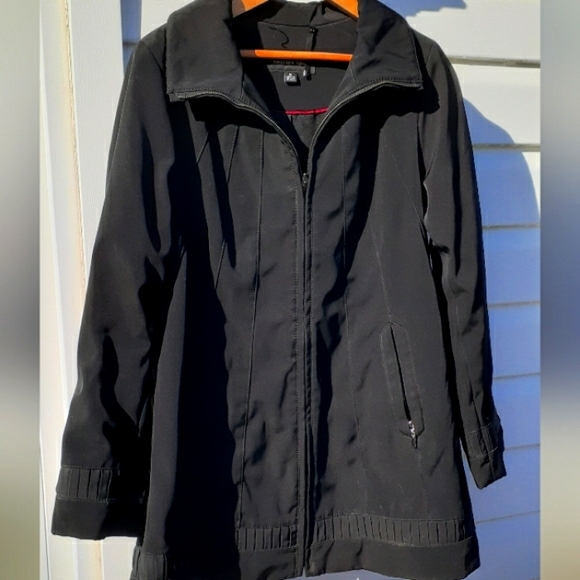 Jones New York M full zip Water Wind Resistant black fully lined Long jacket - Picture 2 of 10